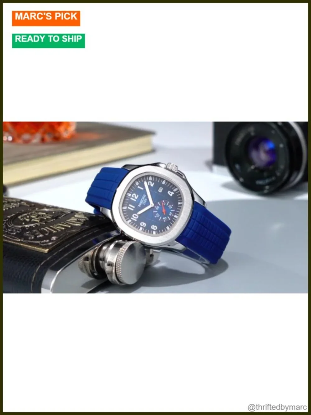 Men's Analog Quartz Watch, Silicone Strap, Date Display, Water Resistant